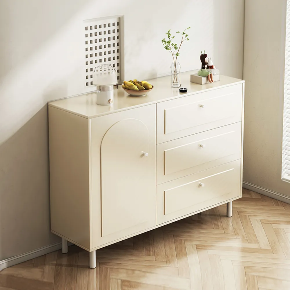 奶油風餐邊櫃簡約儲物櫃客廳電視櫃茶几組合輕奢黑色柜子 歷史價格詳細信息