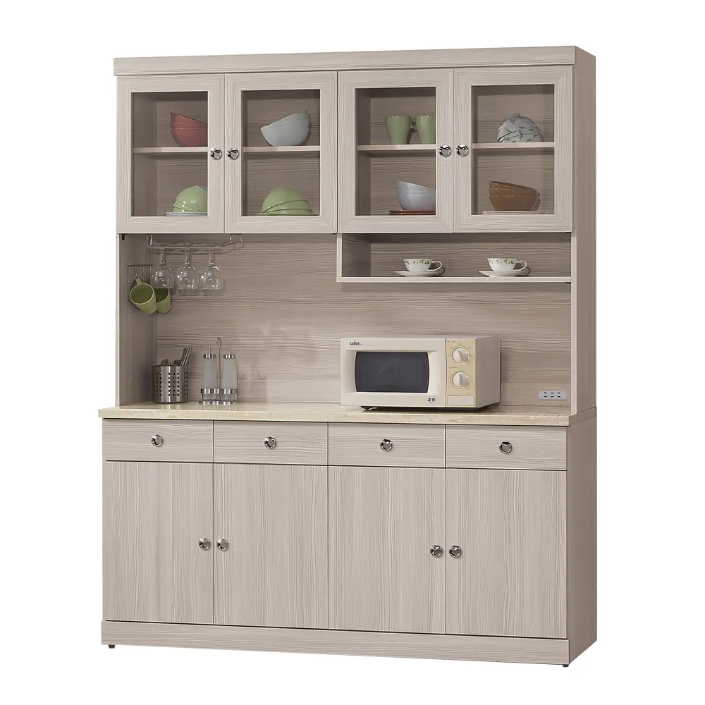 Bernice-佩芮2.7尺仿石面碗盤收納餐櫃組/電器櫃(上+下座) 歷史價格詳細信息