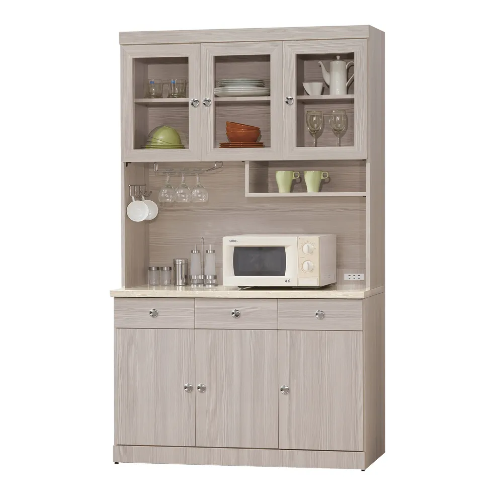 Bernice-佩芮2.7尺仿石面碗盤收納餐櫃組/電器櫃(上+下座) 歷史價格詳細信息