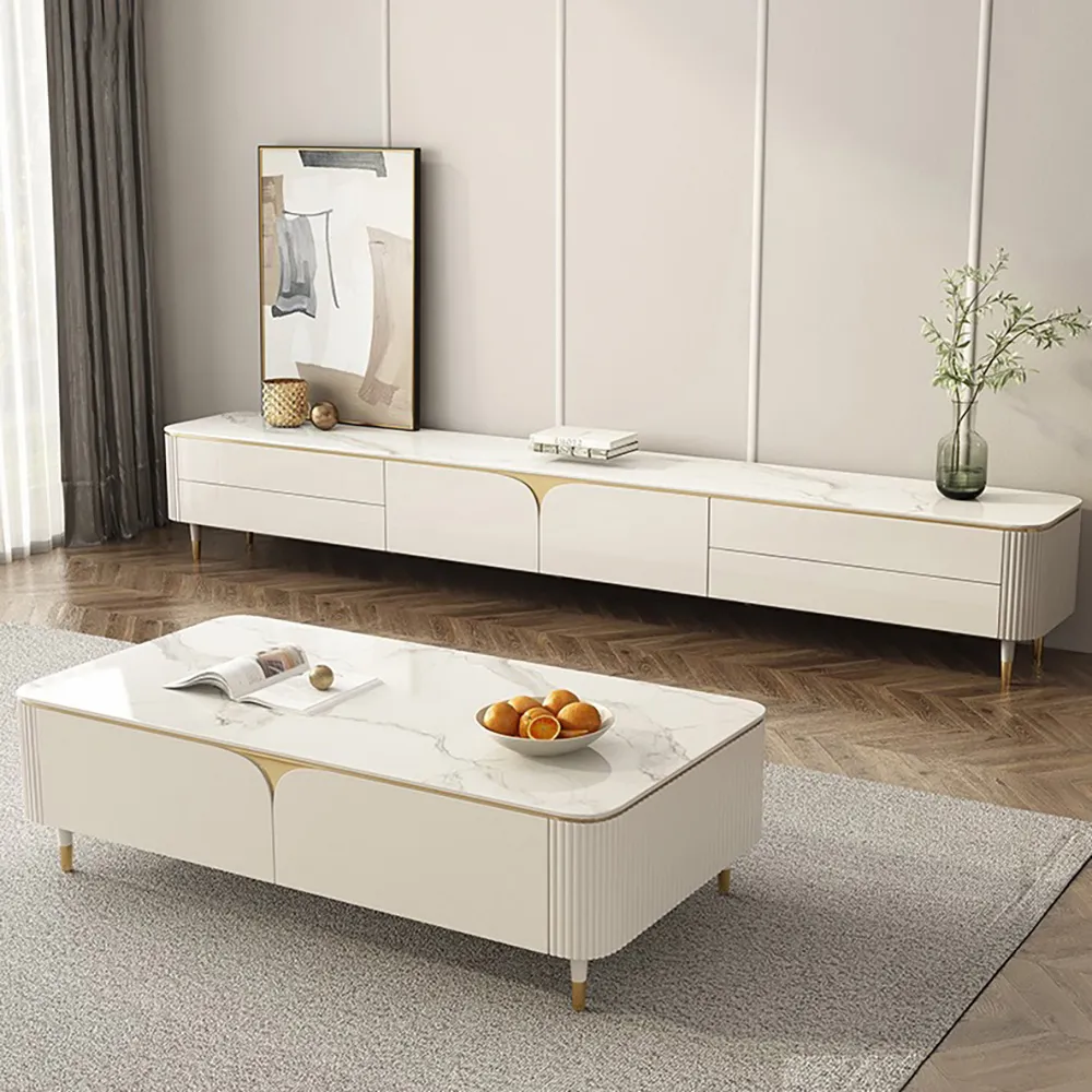 Peachy Life 簡瀾 奶油風岩板可伸縮中島餐桌櫃210-260cm 歷史價格詳細信息