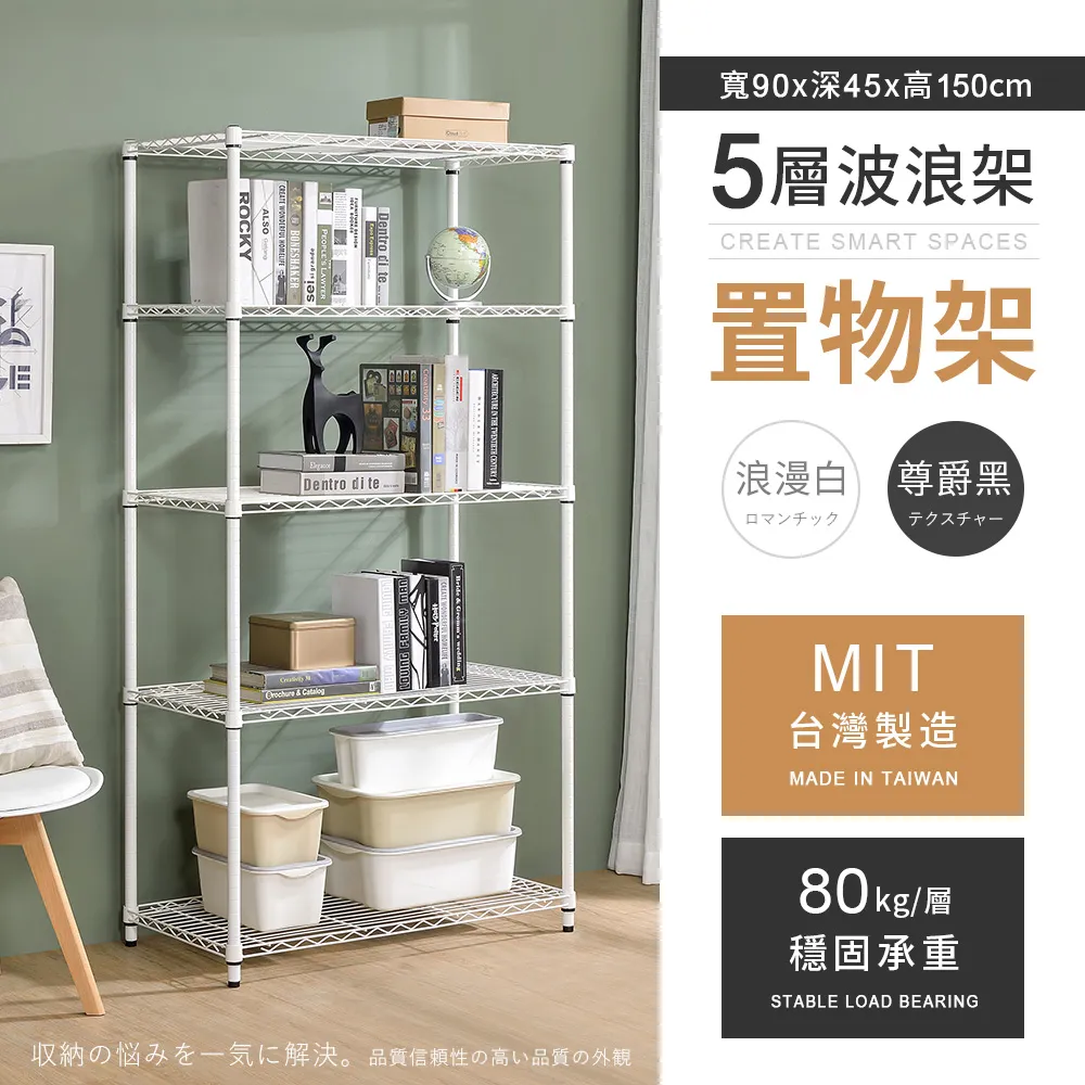 【AAA】輕型五層烤漆波浪架 90x45x180cm - 2色可選 歷史價格詳細信息