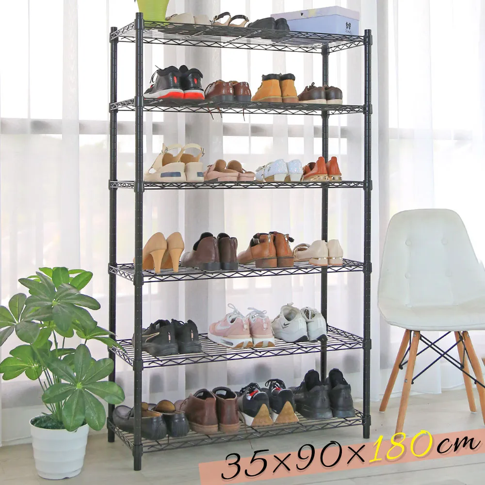 【居家cheaper】耐重菱形網35X90X150CM六層置物鞋架 (鐵架/鐵力士架/層架/置物架/鞋架/玄關架) 歷史價格詳細信息