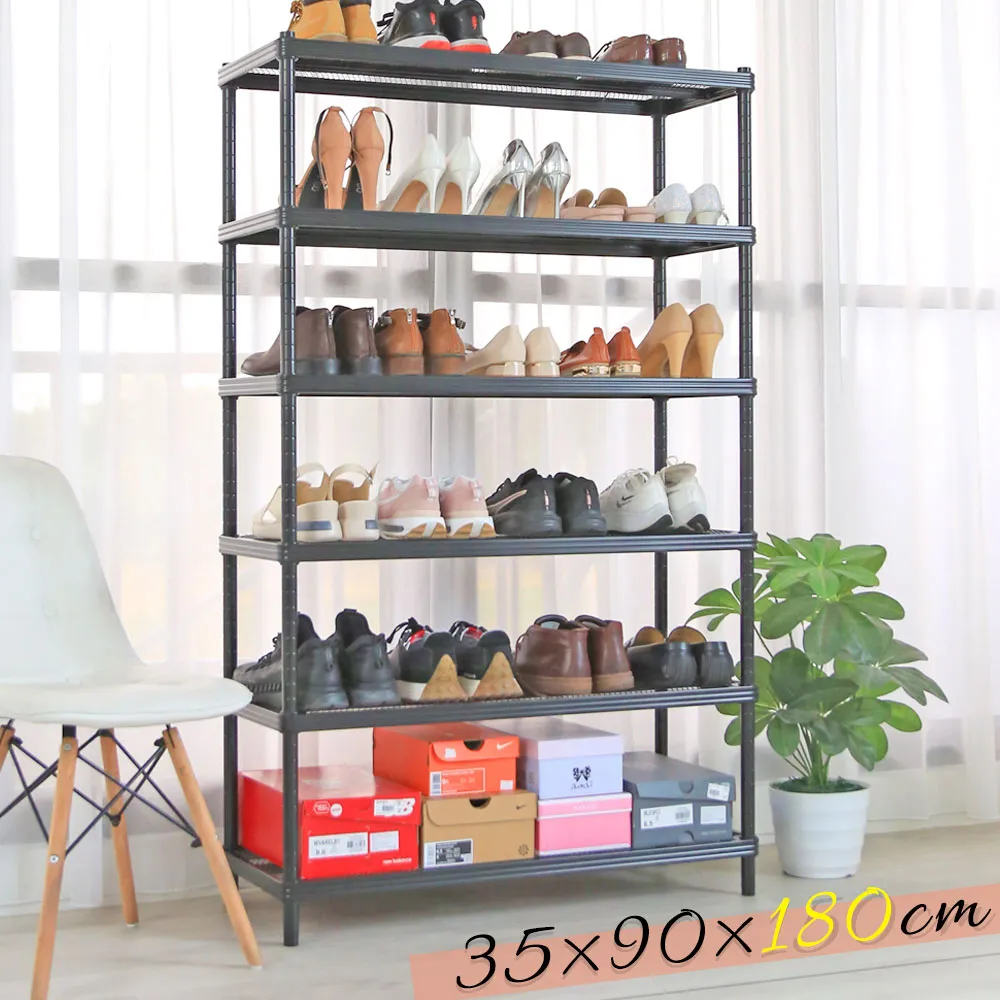 【居家cheaper】耐重菱形網35X90X150CM六層置物鞋架 (鐵架/鐵力士架/層架/置物架/鞋架/玄關架) 歷史價格詳細信息
