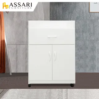 ASSARI-防潮防蛀塑鋼緩衝雙門一抽碗盤櫃-附輪(寬64x深42x高88cm) 歷史價格詳細信息