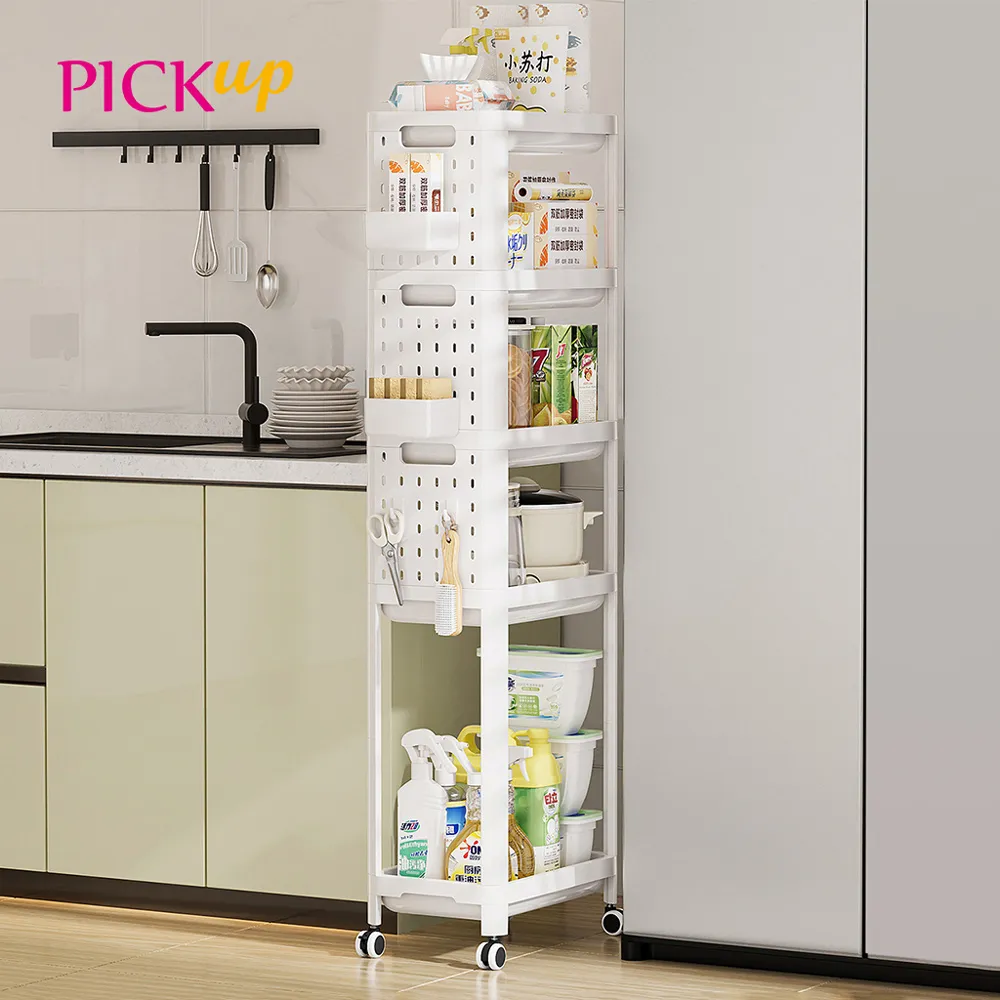 【PICKup】25面寬吉納雙層隙縫置物架附輪(附掛籃&掛鉤) 歷史價格詳細信息