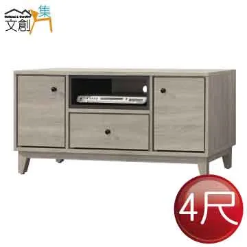 [文創集]約哈爾 時尚4尺四門二抽大茶几 歷史價格詳細信息