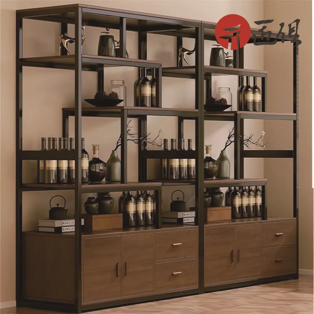 新中式博古架擺件茶桌茶具展示櫃多寶閣隔斷收納置物架移動茶葉架 歷史價格詳細信息
