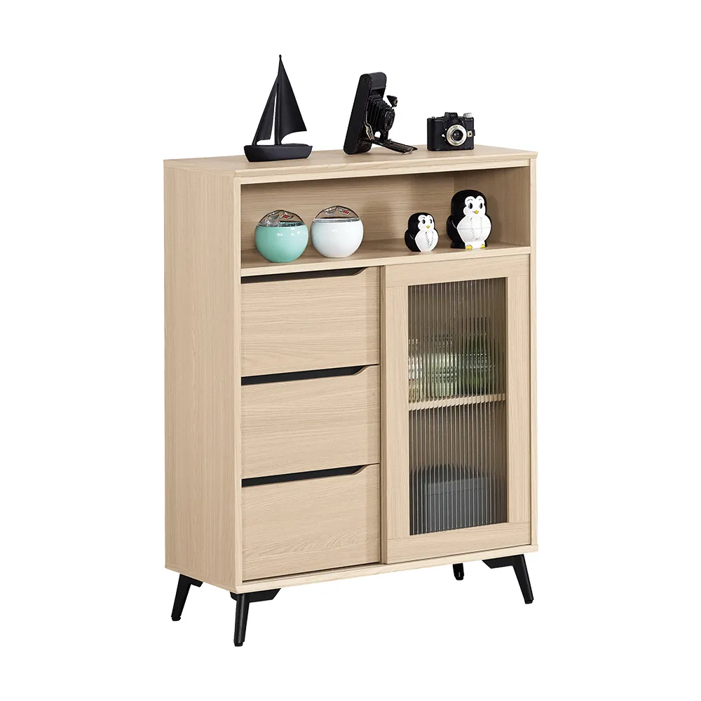 Bernice-柏拉2.3尺質感長虹玻璃推/拉門單抽展示櫃/玄關櫃/收納置物櫃 歷史價格詳細信息