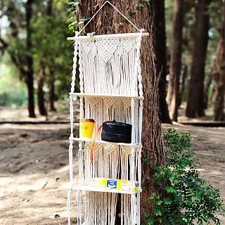 掛毯波西米亞手工編織掛毯牆飾壁飾置物架擱物板花籃支架民宿裝飾 歷史價格詳細信息