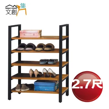 【文創集】麥佳雙色2.7尺開放式多層格高鞋架 歷史價格詳細信息