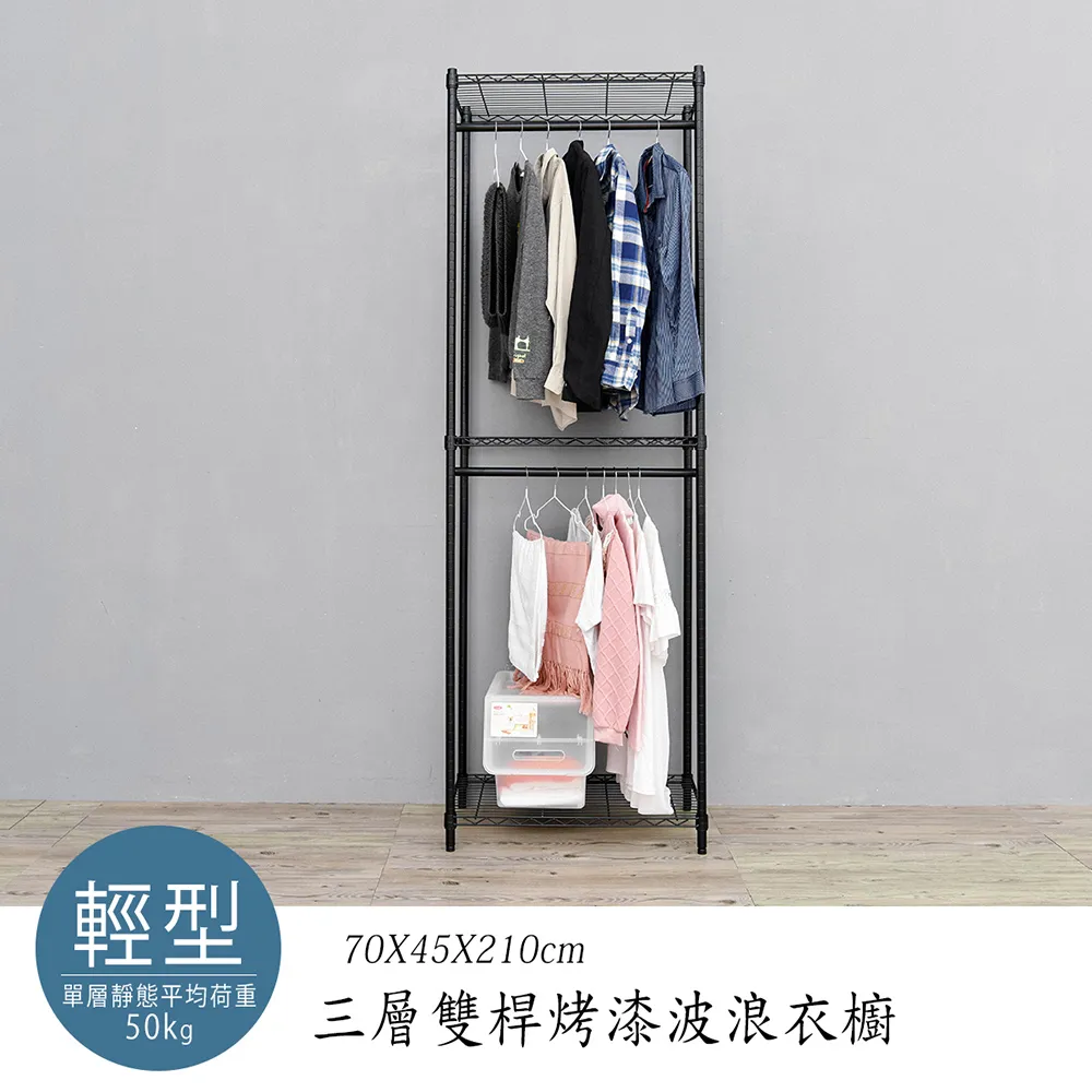 dayneeds 三層雙桿波浪衣櫥60x45x210公分(烤漆白) 歷史價格詳細信息