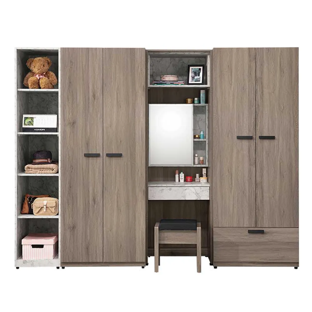 Bernice-韋恩8.1尺多功能收納衣櫃組合(開門+開放式鏡面) 歷史價格詳細信息