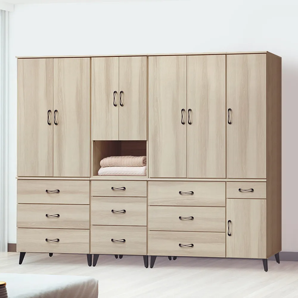 Bernice-韋恩8.1尺多功能收納衣櫃組合(開門+開放式鏡面) 歷史價格詳細信息