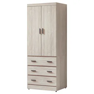 Bernice-杰德2.8尺推門/拉門二抽衣櫃(雙木門)(四色可選) 歷史價格詳細信息