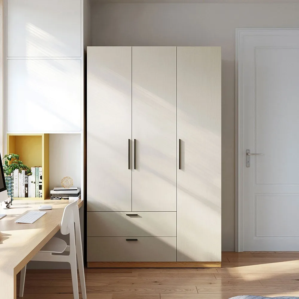 林氏木業現代簡約1.2M原木色三門雙抽衣櫃 JC16D-白色 歷史價格詳細信息