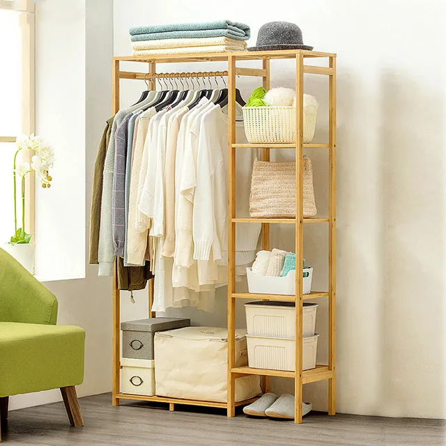 【HappyLife】楠竹櫃式落地衣帽架/開放式衣櫃 茶色 (YV9720) 歷史價格詳細信息