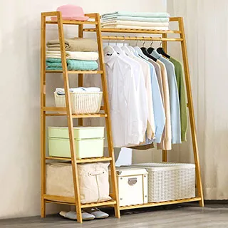 【HappyLife】楠竹製開放式簡易梯形衣櫃/130公分/升級款 (Y10021) 歷史價格詳細信息