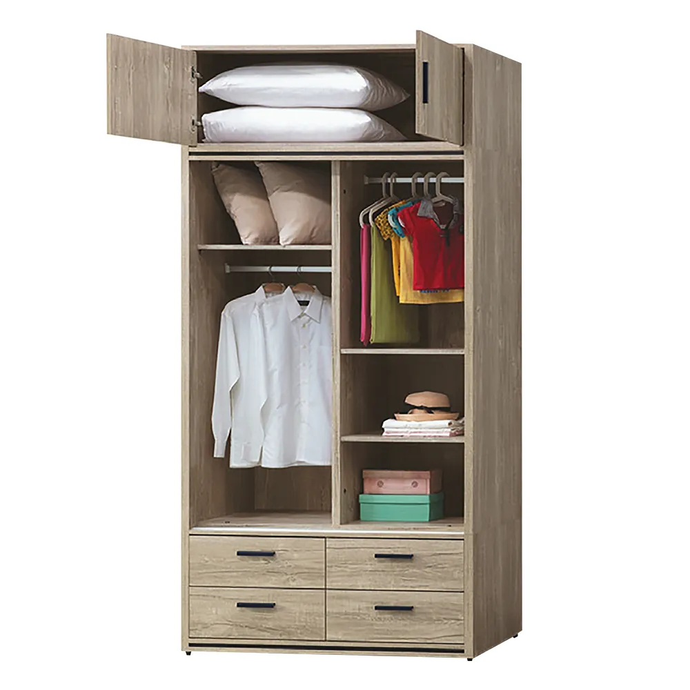 Boden-西傑4尺推門/拉門四抽衣櫃(雙吊桿) 歷史價格詳細信息