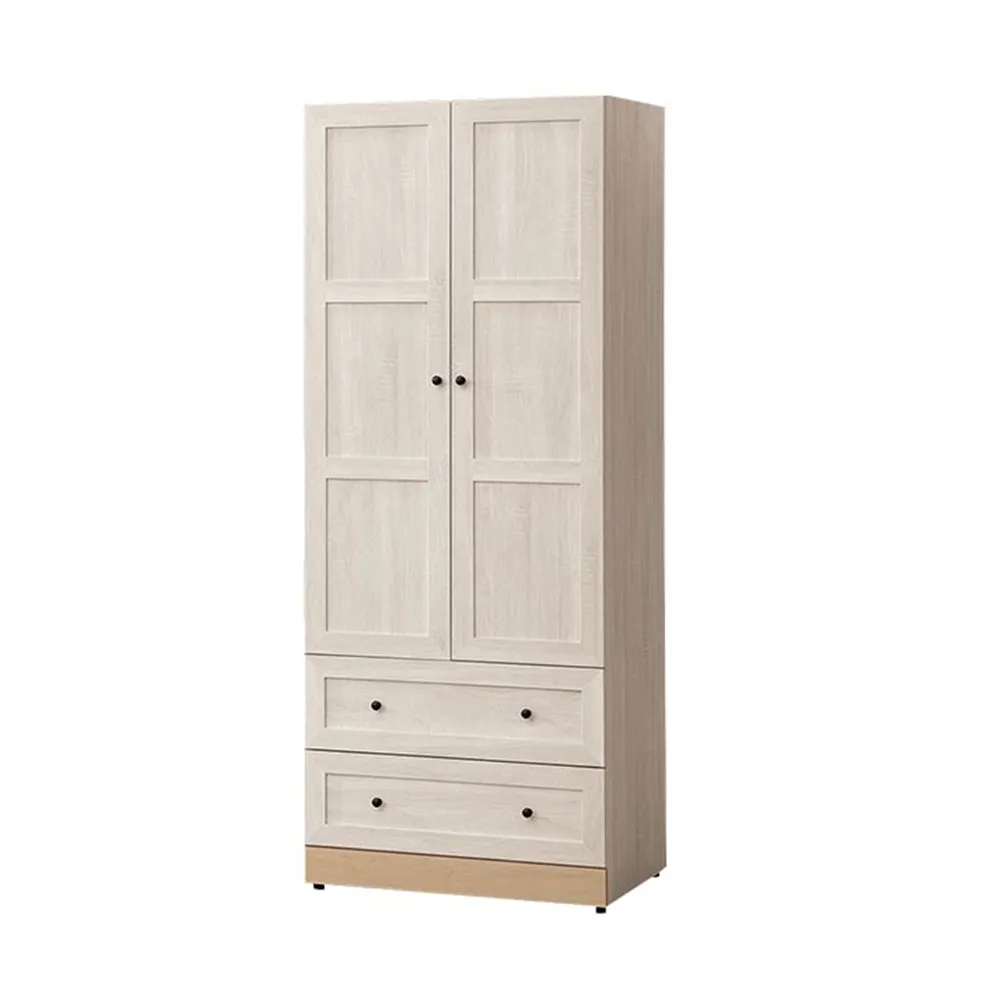 Bernice-珊卡2.6尺四門三抽開放格加高型衣櫃(二門三抽開放格衣櫃+二門棉被收納櫃) 歷史價格詳細信息