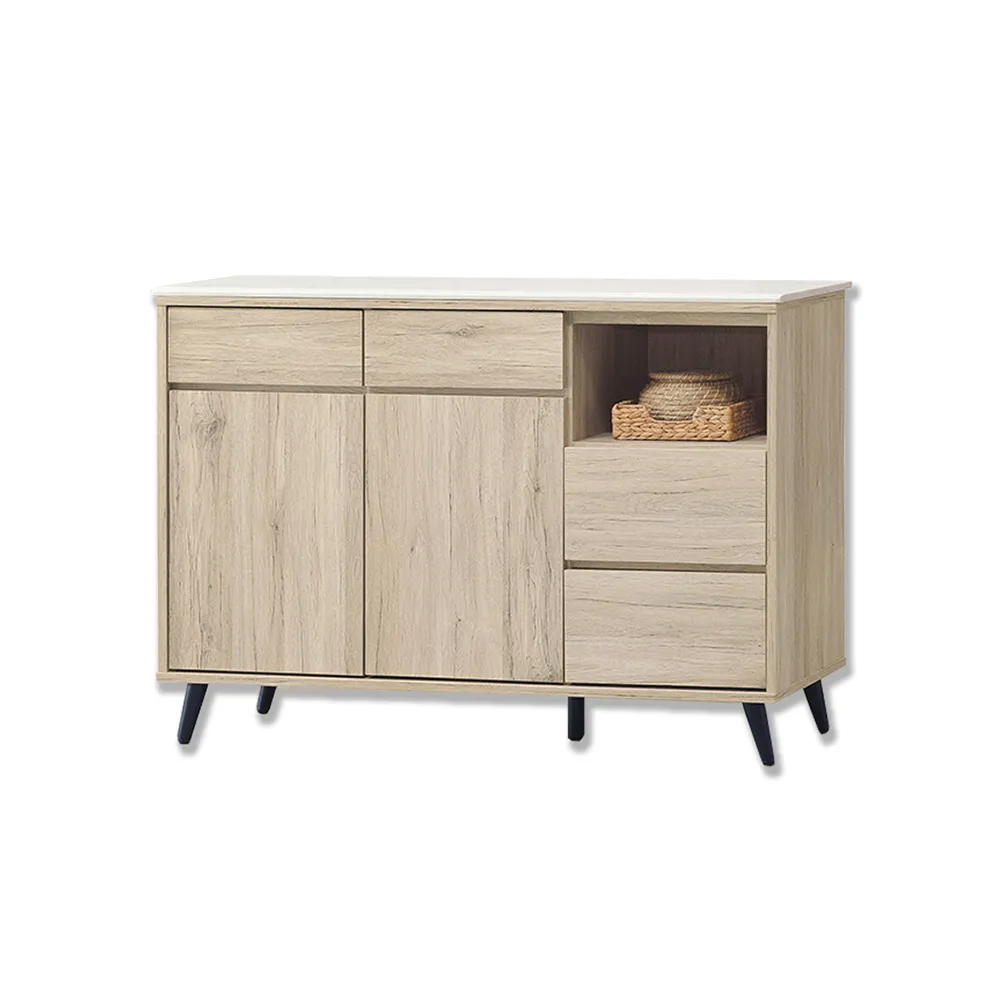 Boden-尼克4尺石面碗盤收納餐櫃/碗盤櫃/電器櫃/置物矮櫃 歷史價格詳細信息