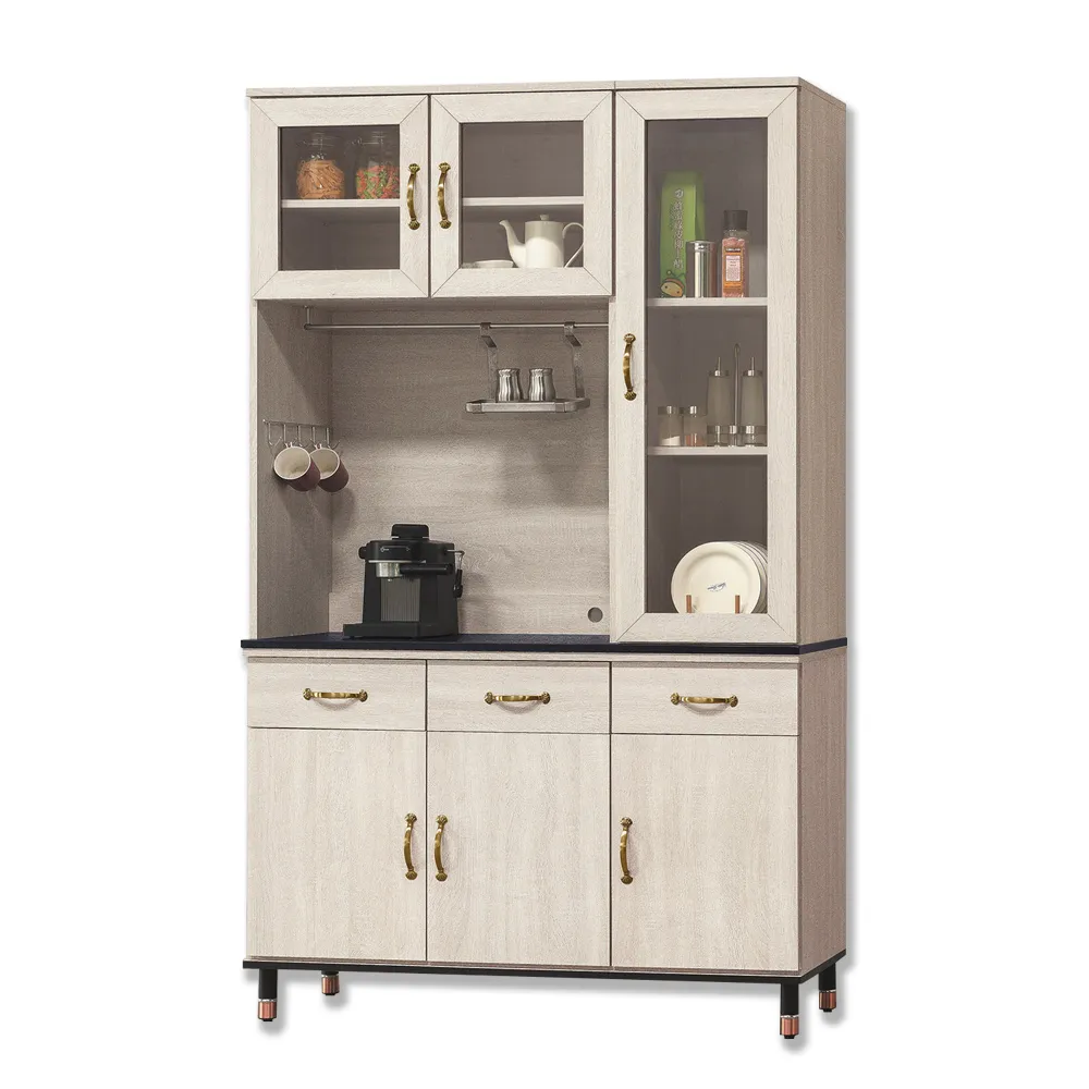 Boden-西菲4尺黑色石面收納餐櫃/碗盤櫃/置物矮櫃(下座) 歷史價格詳細信息