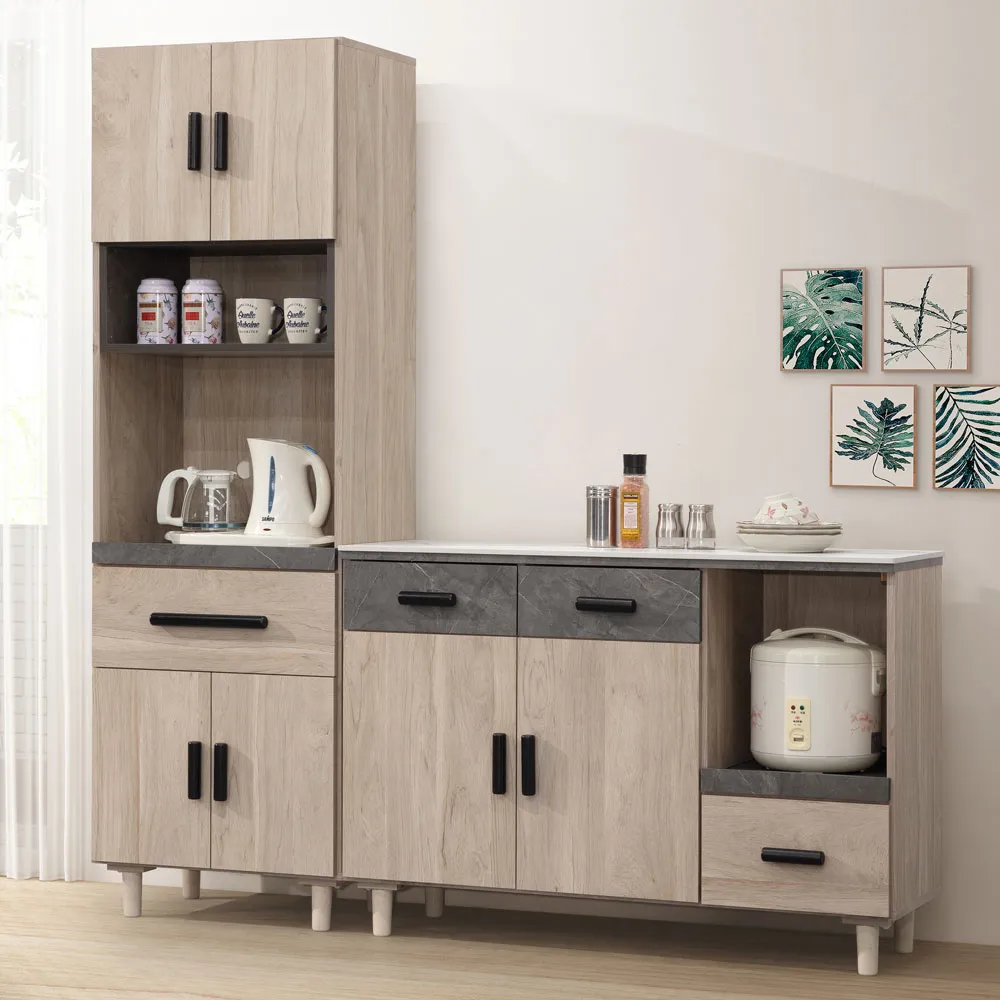 Homelike 杜克6尺岩板餐櫃二件組(高櫃+餐櫃) 歷史價格詳細信息