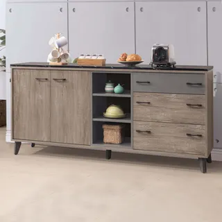 Bernice-亞瑟6尺工業風黑色石面收納餐櫃/碗盤櫃/電器櫃/置物矮櫃 歷史價格詳細信息