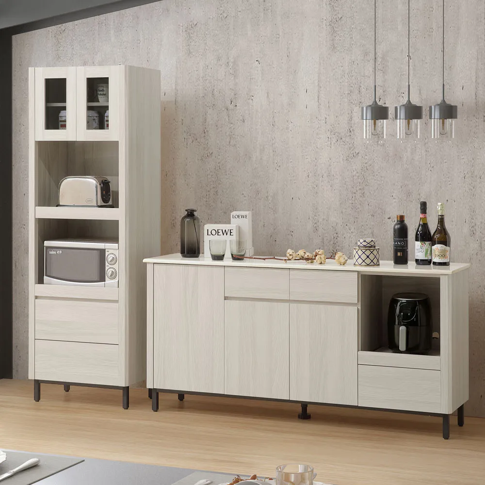 Homelike 珂亞餐櫃二件組(4尺餐櫃+玻璃櫃) 歷史價格詳細信息