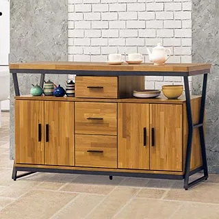 Bernice-班森5.4尺工業風石面收納高餐櫃/碗盤櫃/電器櫃(上座+下座) 歷史價格詳細信息