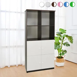 Bernice-防水塑鋼2.8尺四門上開放式收納櫃/置物櫃(六色可選) 歷史價格詳細信息