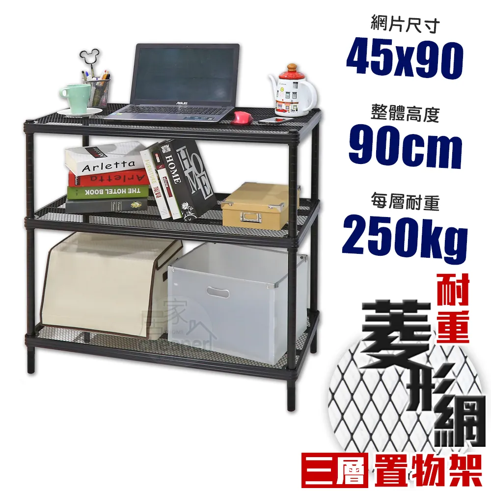 【W.C.S居家館】45X90X90CM耐重厚鐵框三層收納鐵架 歷史價格詳細信息