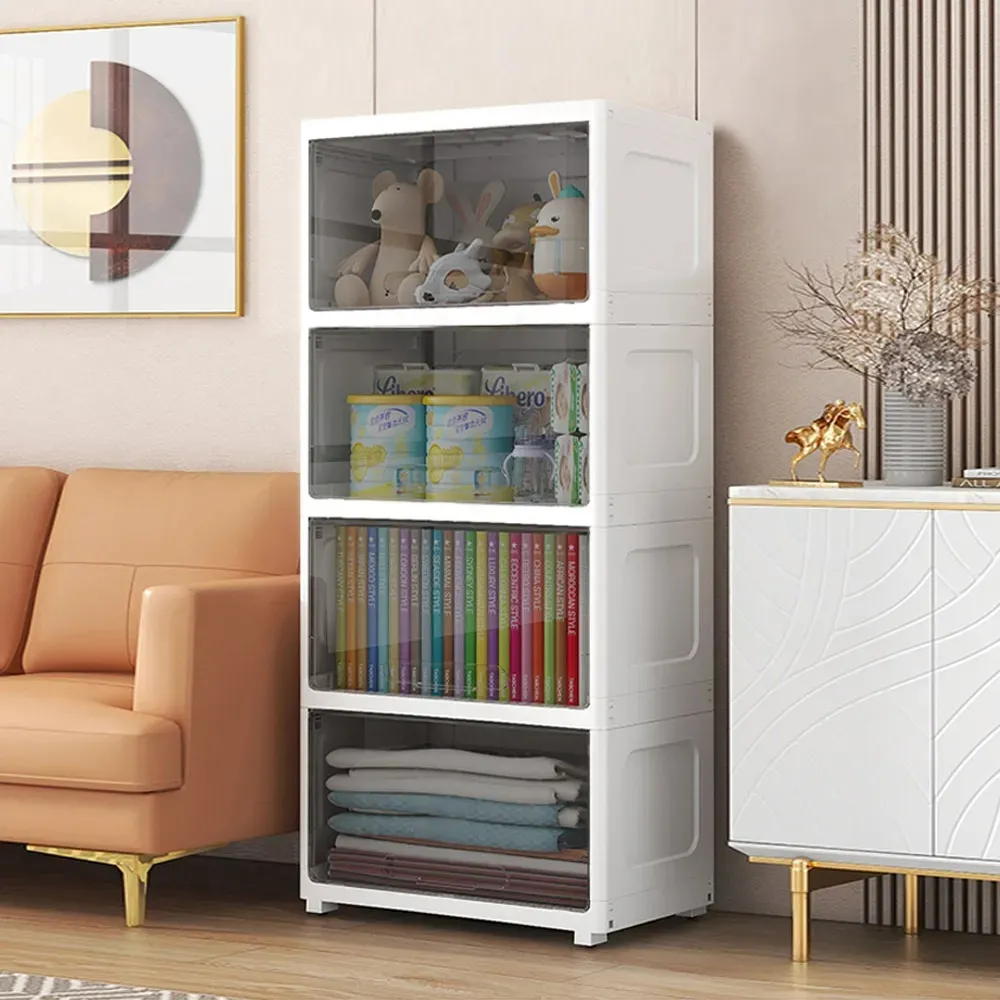 【AOTTO】55面寬奶油風雙開磁吸五層折疊收納櫃(兩色可選) 歷史價格詳細信息