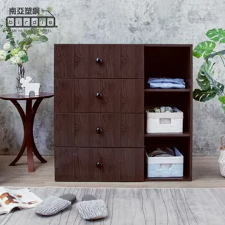 Birdie南亞塑鋼-防水3尺四抽三格組合式塑鋼斗櫃/四斗櫃/收納置物櫃(白色+粉紅色) 歷史價格詳細信息