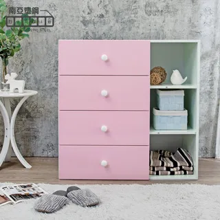 Birdie南亞塑鋼-防水3尺四抽三格組合式塑鋼斗櫃/四斗櫃/收納置物櫃(白色+粉紅色) 價格比較,價格查詢,歷史價格詳細信息