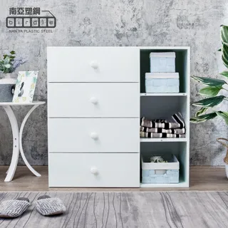 Birdie南亞塑鋼-防水3尺四抽三格組合式塑鋼斗櫃/四斗櫃/收納置物櫃(白色+粉紅色) 歷史價格詳細信息