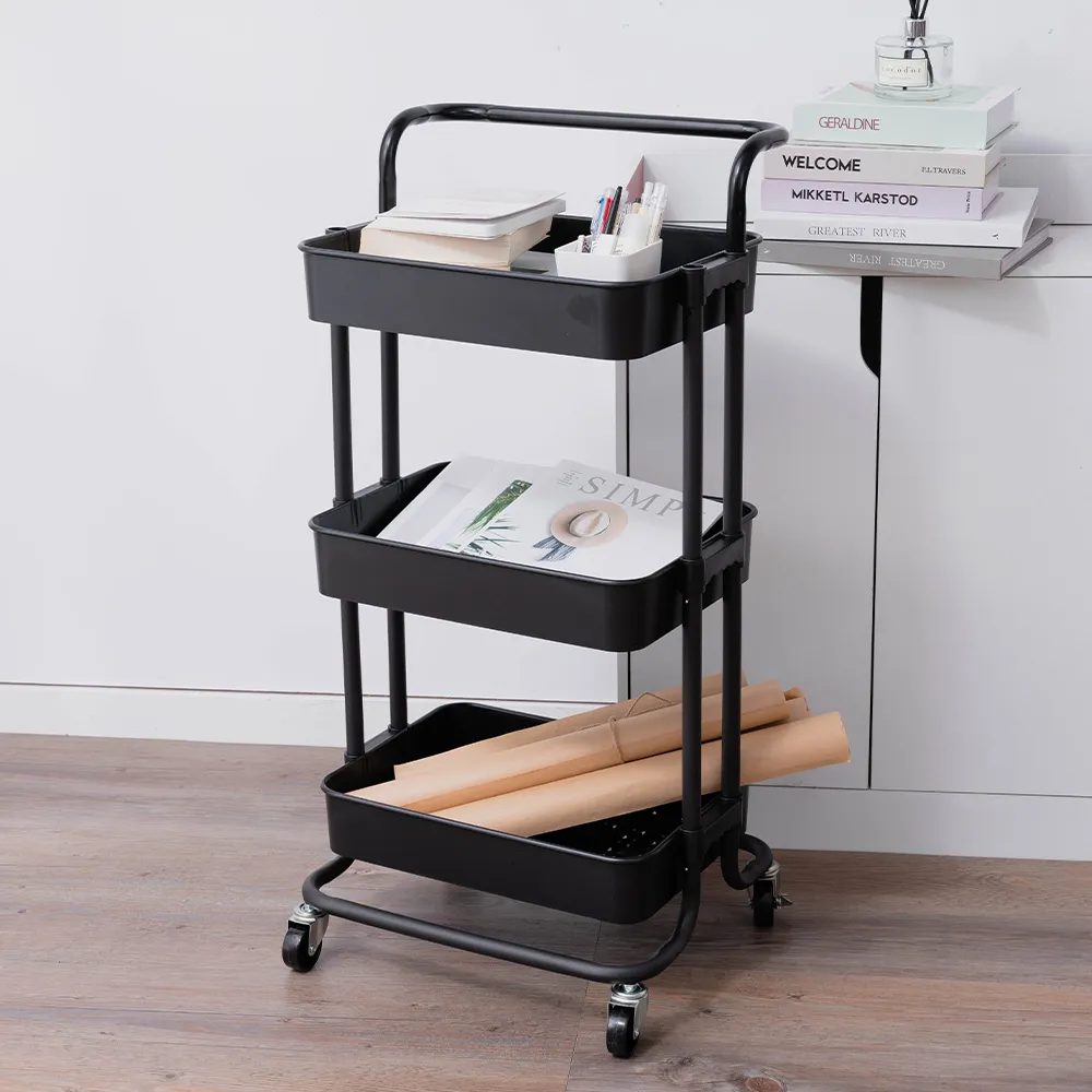 三層收納推車把手款(天空藍 43.5X33X82cm)[免運][大買家] 歷史價格詳細信息