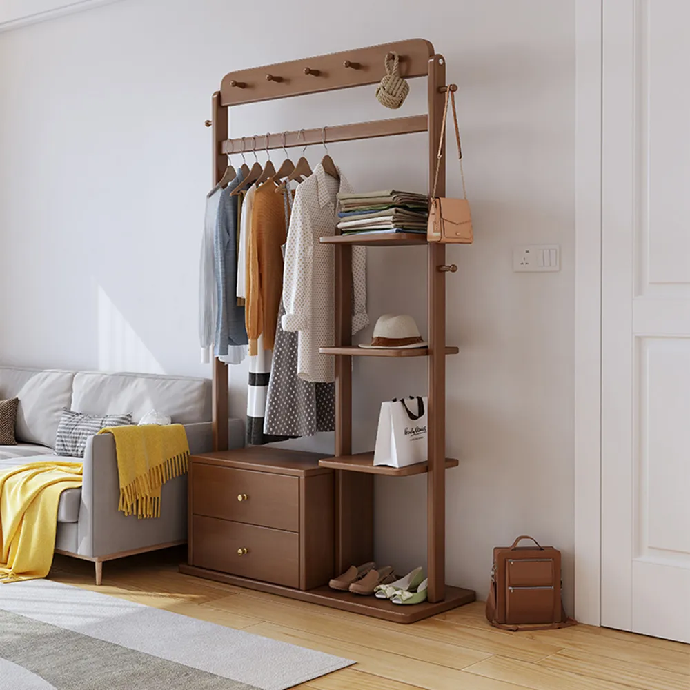 【HappyLife】原木多功能衣帽架儲物櫃/80CM (Y11051) 歷史價格詳細信息