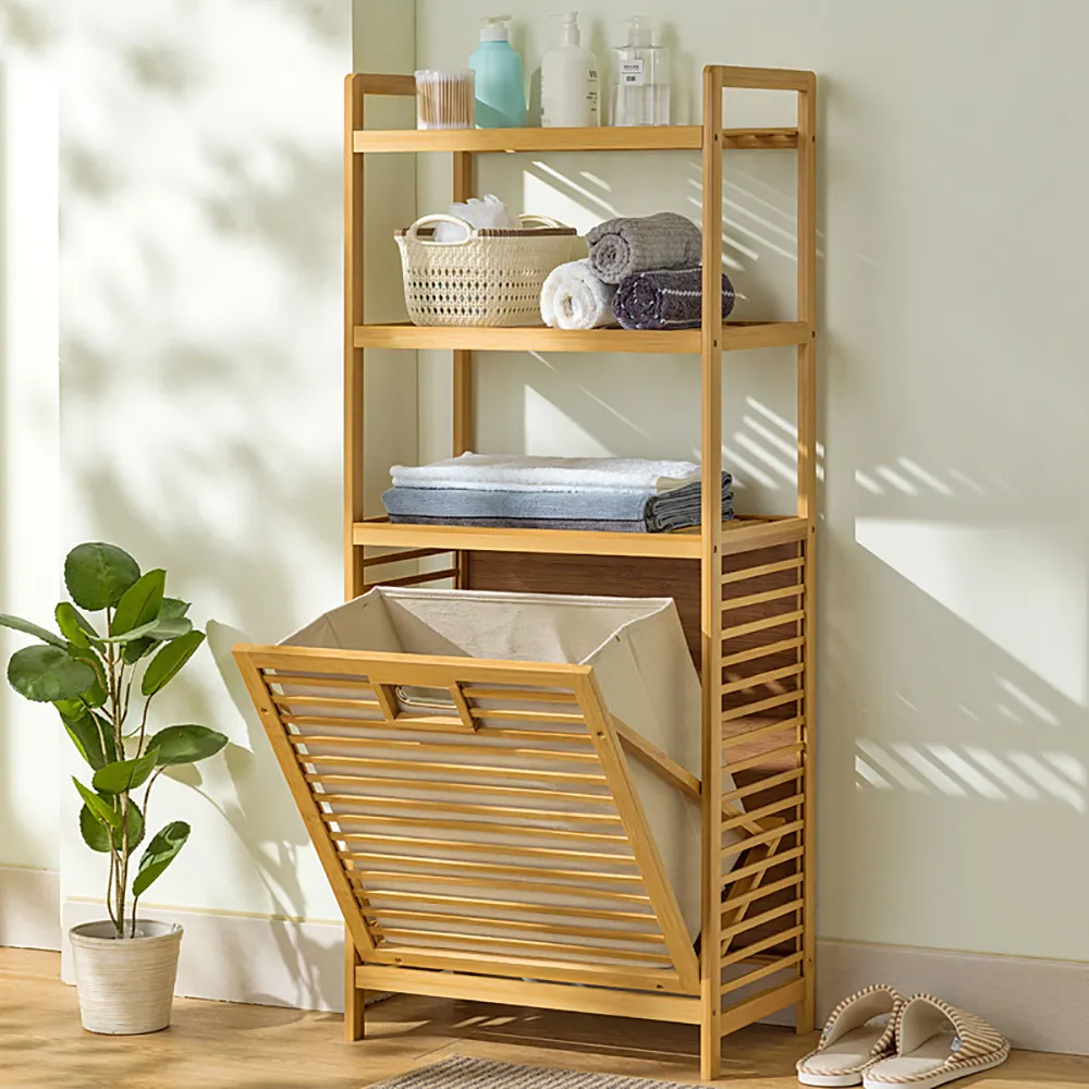 【HappyLife】楠竹製髒衣籃收納架/三層50cm (Y10574) 歷史價格詳細信息