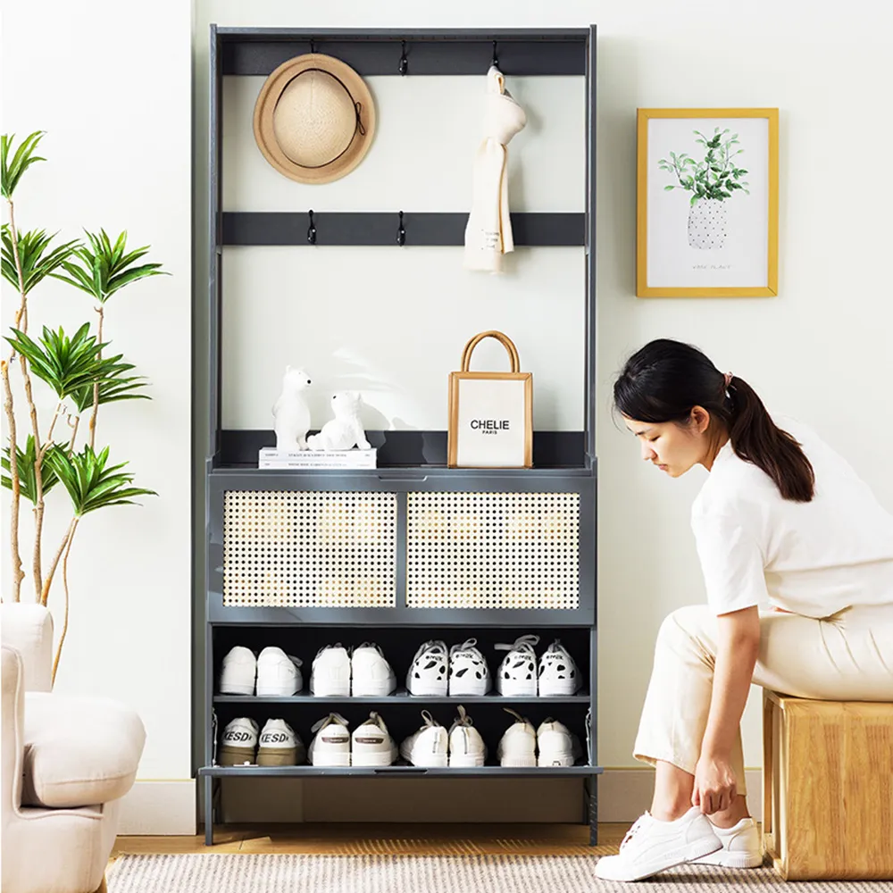 【HappyLife】楠竹製網紋櫃門矮鞋櫃/四門132CM (Y10814) 歷史價格詳細信息