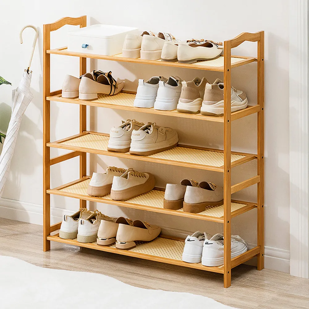 【HappyLife】楠竹製塑藤網紋開放式鞋架/六層100CM (Y10706) 歷史價格詳細信息