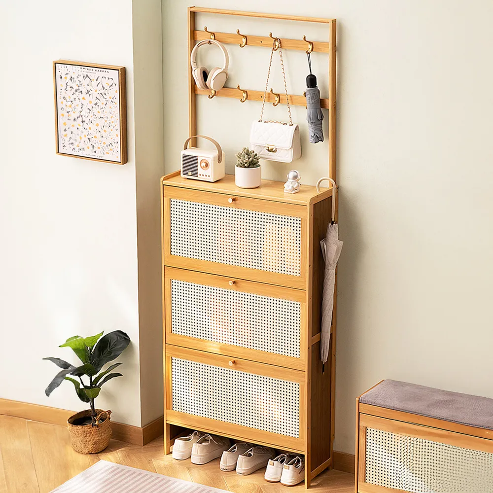 【HappyLife】楠竹翻斗鞋櫃/三門50cm (Y11226) 歷史價格詳細信息