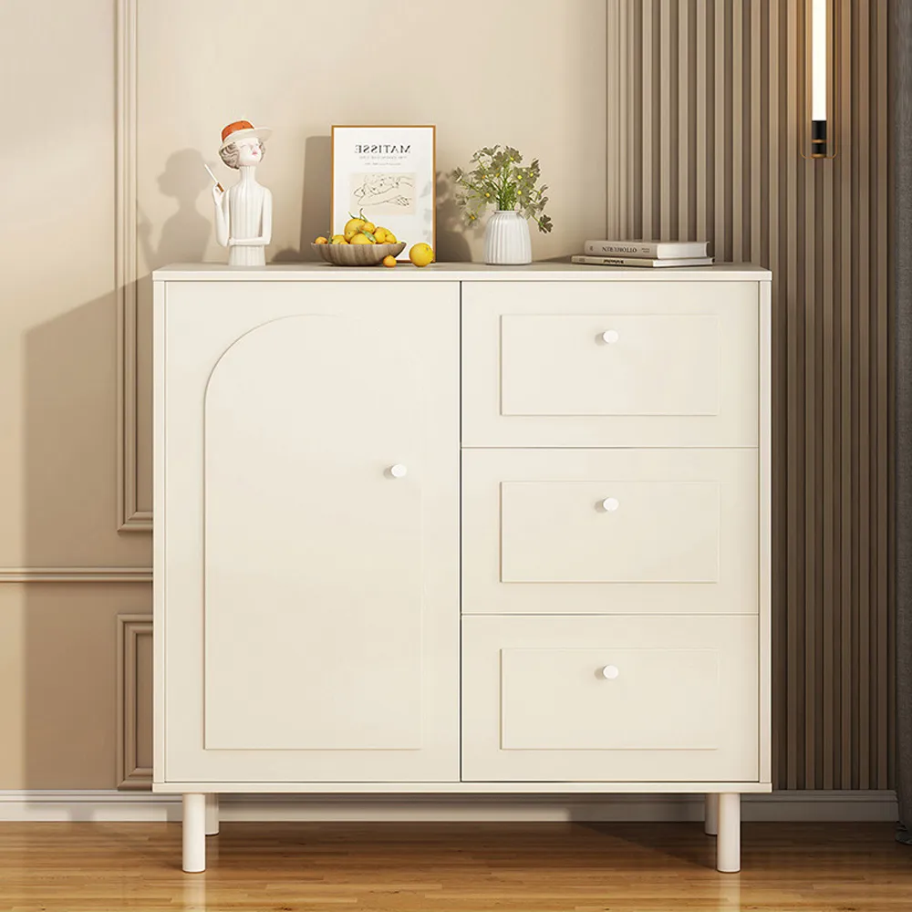 奶油風餐邊櫃簡約儲物櫃客廳電視櫃茶几組合輕奢黑色柜子 歷史價格詳細信息