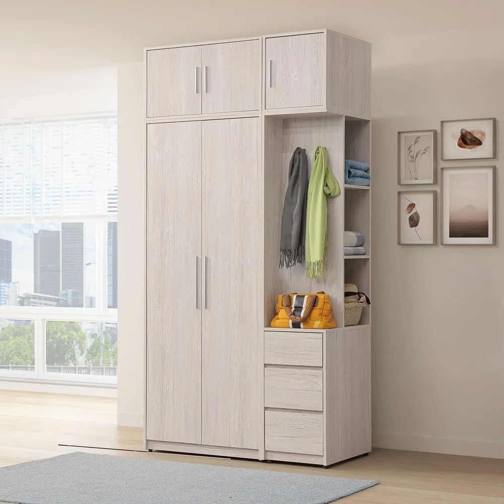 【直人木業】LEO北歐風80公分三抽衣櫃搭配40公分三抽衣櫃(加被櫃) 歷史價格詳細信息