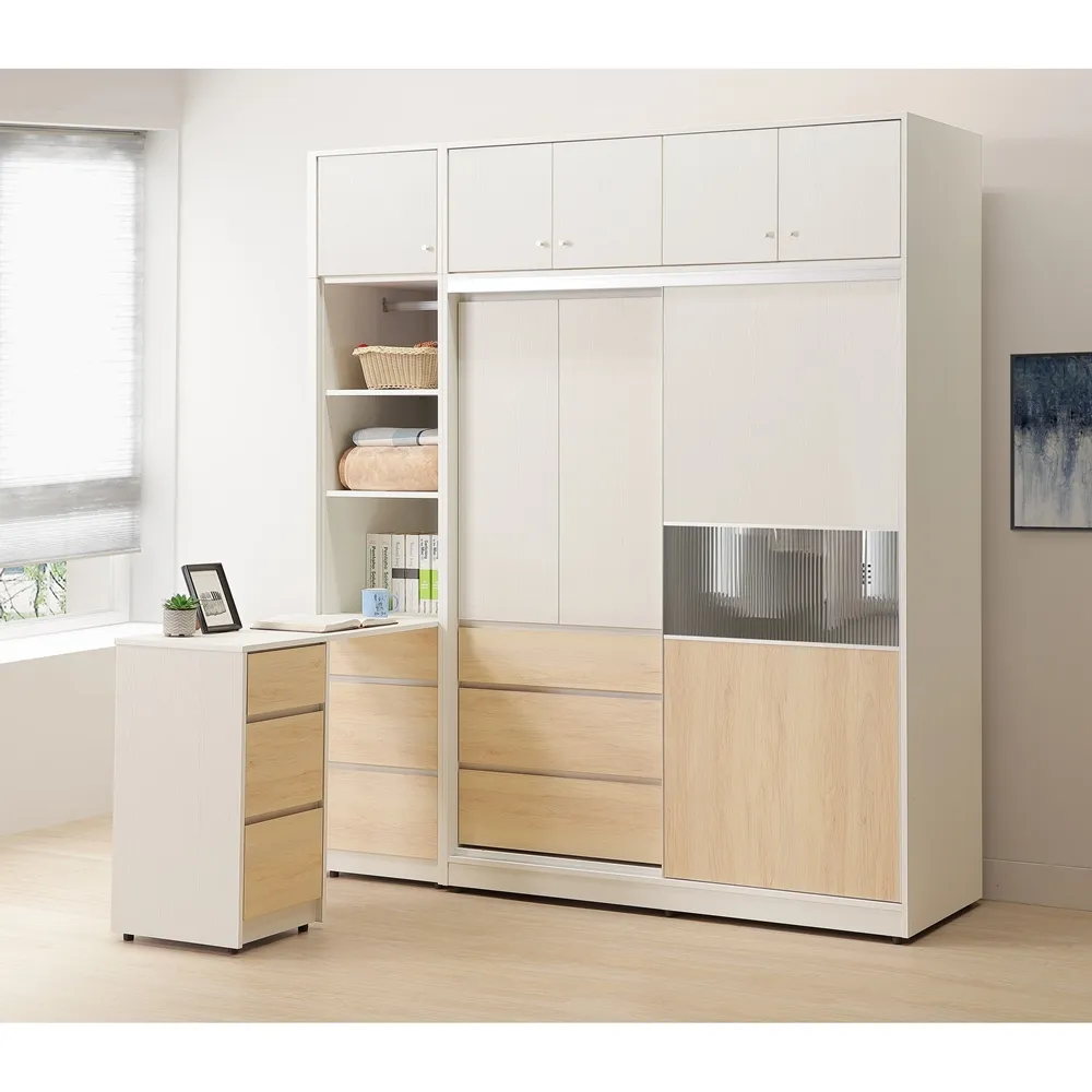 【直人木業】北歐白楓木標準衣櫃120公分(全白雙門75+開放櫃45) 歷史價格詳細信息