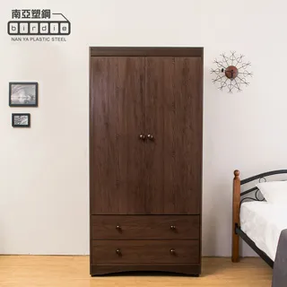 Birdie南亞塑鋼-3.1尺二開門三抽塑鋼衣櫃(胡桃色) 歷史價格詳細信息