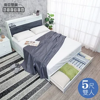 Birdie南亞塑鋼-5尺雙人後二抽屜收納型塑鋼床組(床頭片+抽屜床底)(不含床墊)(鐵刀木色) 歷史價格詳細信息