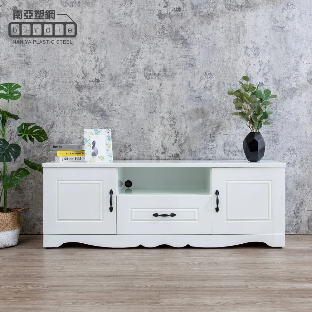 Birdie南亞塑鋼-鄉村歐風2.7尺四開門二抽中開放格子窗線板造型書櫃/展示櫃/收納置物櫃(胡桃色+白色) 歷史價格詳細信息