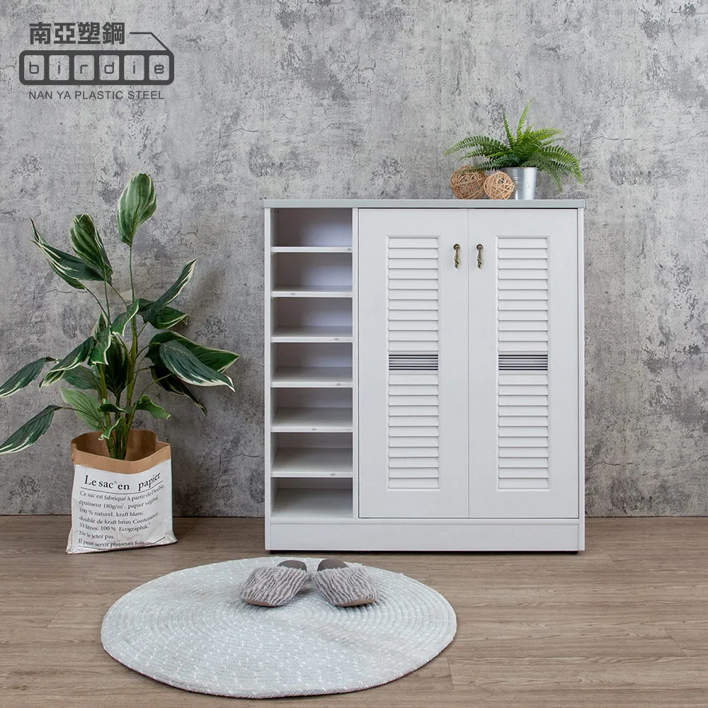 Birdie南亞塑鋼-3尺左開放二門防水塑鋼鞋櫃(鐵刀木色) 歷史價格詳細信息