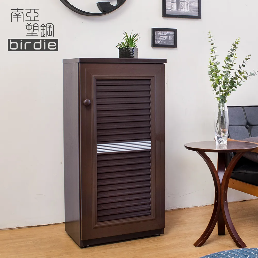 Birdie南亞塑鋼-1.6尺單門百葉塑鋼收納置物櫃/隙縫櫃/鞋櫃(白色+胡桃色) 歷史價格詳細信息