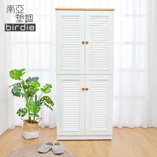 Birdie南亞塑鋼-2.7尺四門塑鋼百葉高鞋櫃(白色+原木色) 歷史價格詳細信息